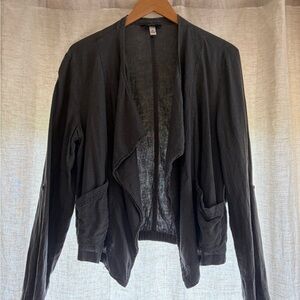Relaxed Gray Open-Front Blazer Jacket